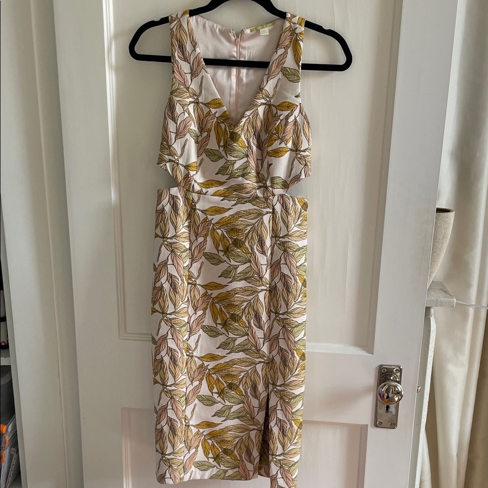 Gianni Bini Multicolor Leaf Print Midi Dress